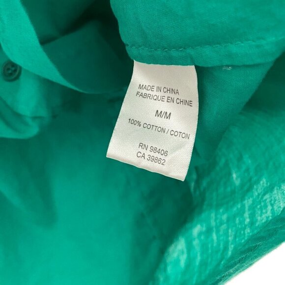 Theory March Button Up Long Sleeve Dress Shirt Womens Medium Green Cotton - Picture 4 of 7